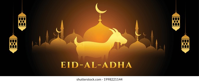 glowing eid al adha bakrid banner