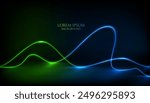 glowing electric green and blue light lines modern and creative technology digital wallpaper design element.vector illustration dark and elegant lines geometric cover design.