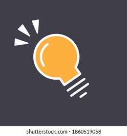 Glowing electric lamp icon. Light bulb shinning linear pictogram. Vector symbol of idea.