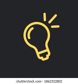 Glowing electric lamp icon. Light bulb shinning linear pictogram. Vector symbol of idea.