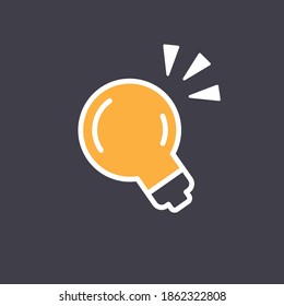 Glowing electric lamp icon. Light bulb shinning linear pictogram. Vector symbol of idea.