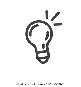 Icono de lámpara eléctrica brillante. Pictograma lineal con brillo de bombilla. Símbolo vectorial de la idea.