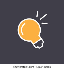 Glowing electric lamp icon. Light bulb shinning linear pictogram. Vector symbol of idea.