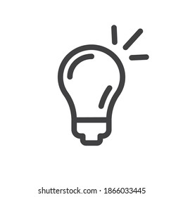 Icono de lámpara eléctrica brillante. Pictograma lineal con brillo de bombilla. Símbolo vectorial de la idea.