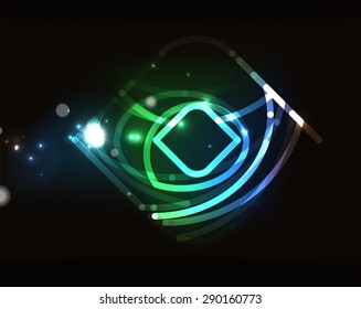 Glowing elements and blending colors in dark space. Vector illustration. Abstract background
