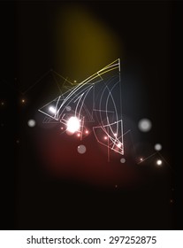 Glowing elements and blending colors in dark space. Vector illustration. Abstract background
