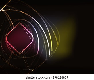 Glowing elements and blending colors in dark space. Vector illustration. Abstract background