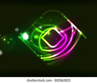 Glowing elements and blending colors in dark space. Vector illustration. Abstract background