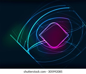Elementos brillantes y colores mezclados en el espacio oscuro. Ilustración vectorial. Antecedentes abstractos