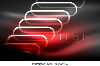 Elipses brillantes de fondo oscuro, olas y remolinos, efecto neón, efectos mágicos brillantes. Ilustración del vector