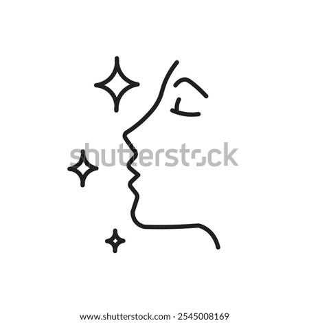 Glowing face icon Outline set in black and white color