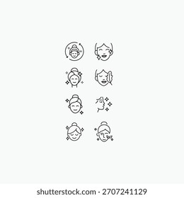 Glowing Face Make Up Icon Set Collection