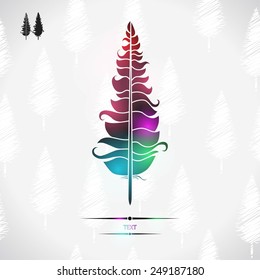  Glowing feather. Object isolated on light background.