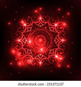 Glowing festive neon background. Vector image.