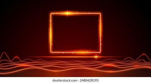 Glowing Fire Bright Rectangle Frame. Perfect vector clipart for your fiery design.
