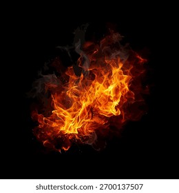 Glowing Fire Burst with Orange Flames on Black