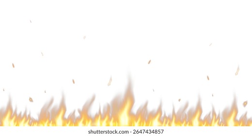  Efeito de Fogo Brilhante com Chamas Laranja Brilhante e Amarelo no Fundo Transparente para Calor, Energia, ou Conceitos de Design Explosivo PNG .