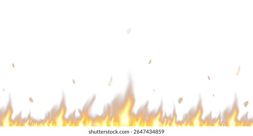  Efeito de Fogo Brilhante com Chamas Laranja Brilhante e Amarelo no Fundo Transparente para Calor, Energia, ou Conceitos de Design Explosivo PNG .