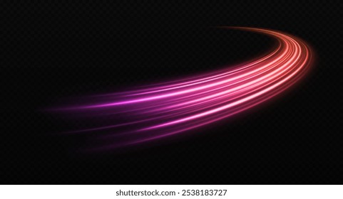 Efecto de líneas de fuego brillantes. Efecto de rastros de luz de alta velocidad. Efecto de luz ondulada brillante. Cometa espacial brillante.