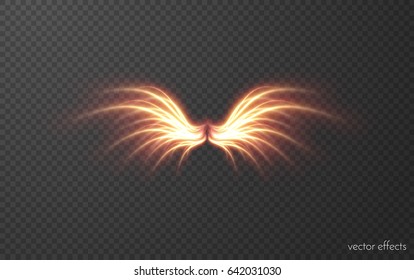 Glowing fire phoenix wing vector effect. EPS10