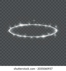 Anillos de fuego brillantes con brillo en colores grises sobre fondo transparente. Efectos de luz. Para uso en fondos oscuros. Transparencia sólo en formato vectorial