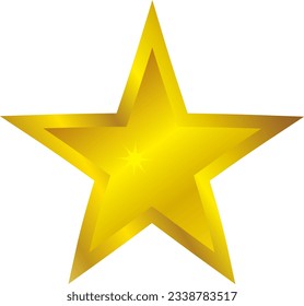 a glowing five-pointed golden star. isolated yellow icon.