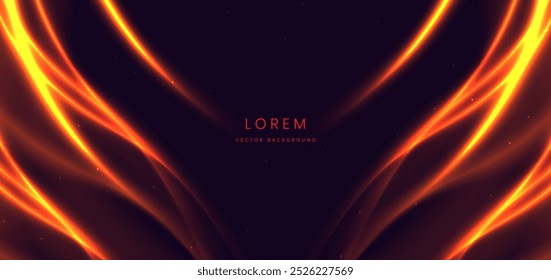 Glowing flame effect on dark background. Vector illustration