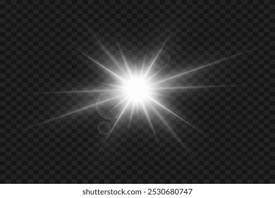 Chama brilhante com raios de luz. Flash de estrela e luz.