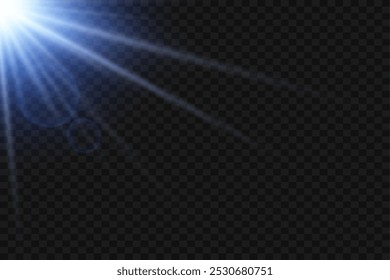 Chama brilhante com raios de luz. Flash de estrela e luz.