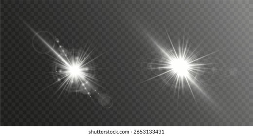 Brilho brilhante de luz solar e calor brilha sobre a cena da natureza abstrata com céu azul e brilho quente enquanto luz amarela radiante e raios de brilho piscam em um vetor transparente brilhante fundo png

