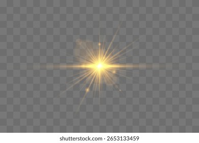 Brilho brilhante de luz solar e calor brilha sobre a cena da natureza abstrata com céu azul e brilho quente enquanto luz amarela radiante e raios de brilho piscam em um vetor transparente brilhante fundo png

