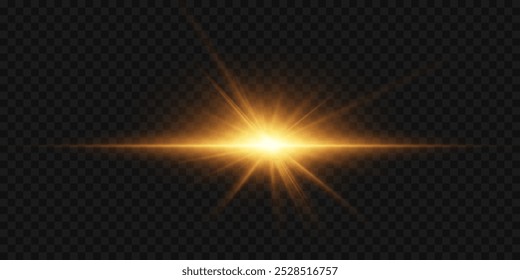 Glowing flash light effect. Explosion of a bright star and flare. On a transparent background.