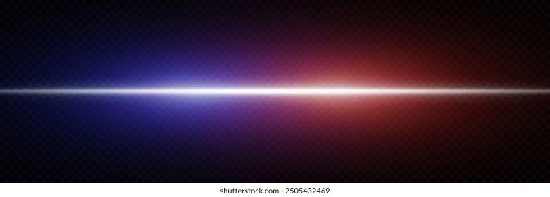 Glowing flash of light. The effect of a high-speed police line. Laser beam of light.	