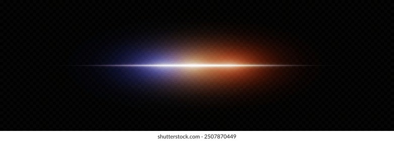 Glowing flash of light. The effect of a high-speed police line. Laser beam of light.