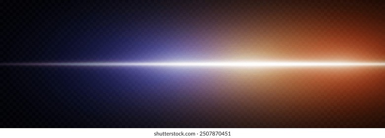 Glowing flash of light. The effect of a high-speed police line. Laser beam of light.