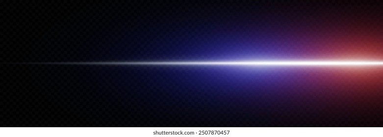 Glowing flash of light. The effect of a high-speed police line. Laser beam of light.