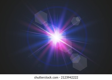 Brillante. Los efectos de la luz espumosa de la lente de la lente con la tímpano colorida. Hermoso efecto de resplandor con granos, partículas brillantes y rayos. Brillante fondo abstracto. 