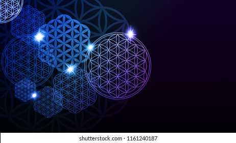 Glowing Flower of Life. Vector illustration.