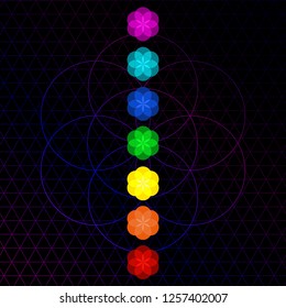 Glowing Flower of Life. Vector illustration.