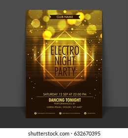 Glowing Flyer, Template or Banner design for Night Party celebration.