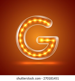 Glowing font.illuminated letters.Capital letter G.Vector illustration