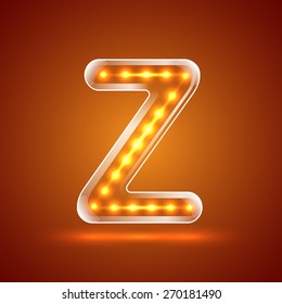 Glowing font.illuminated letters.Capital letter Z.Vector illustration