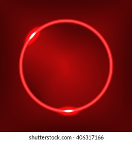 Glowing frame a circle form. Vintage electric symbol. Neon signage for club, bar or cafe. 