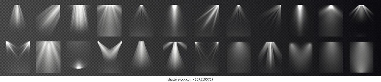 Glowing frame Sun Flare with Yellow Light and Soft Shine Effect, Transparent Background, Bright Spotlight Beam, Stage Illumination, Gold Ray Reflection, Projector Lamp Glow, Sunbeam Effect, Abstract 