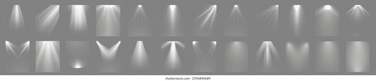 Glowing frame Sun Flare with Yellow Light and Soft Shine Effect, Transparent Background, Bright Spotlight Beam, Stage Illumination, Gold Ray Reflection, Projector Lamp Glow, Sunbeam Effect, Abstract 