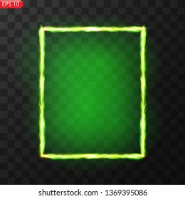 Glowing frames on transparent background. Square glow borders. Sparkling geometric light banner. Luminous triangle light shape. Shining forms.