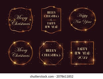 Glowing frames set or geometrical shining elements