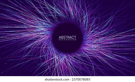 Glowing futuristic abstract background with streaming neon lines. Artificial intelligence, cyber circuit, fiber optics concepts. Big data transformation. Neural network technology. Vector illustration