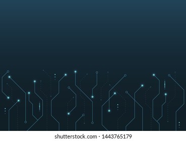 Glowing futuristic circuit board electronic with vector abstract background