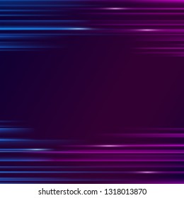 Glowing futuristic lines in the dark. Abstract luminous background with stripes. Vector illustration